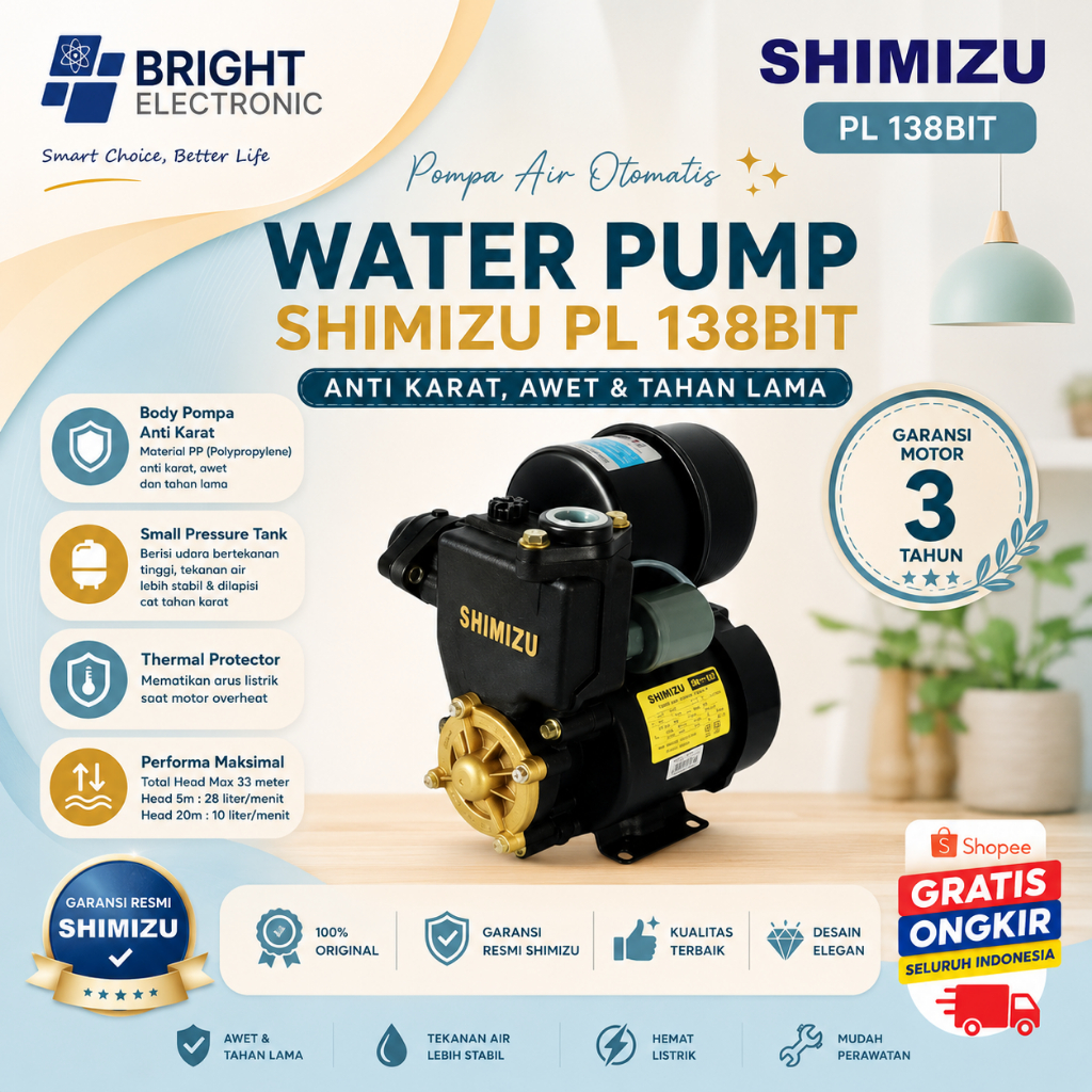SHIMIZU POMPA AIR PL 138BIT WATER PUMP/PL-138BIT/PL138BIT/PL 138BIT/WATER PUMP SHIMIZU TERMURAH