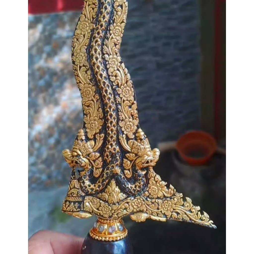 Keris Nogo Temanten kamarogan perak sepuh Emas
