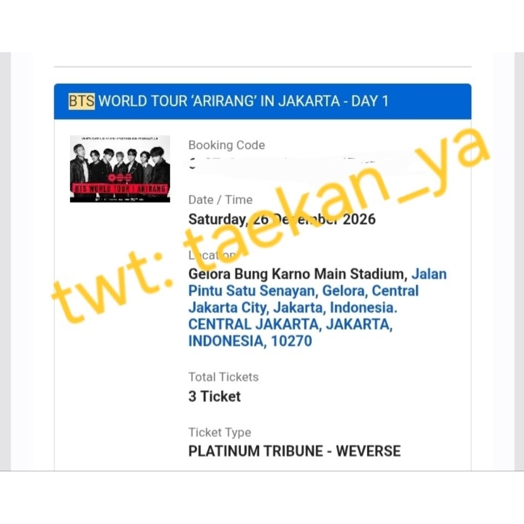 TIKET KONSER BTS ARIRANG JAKARTA