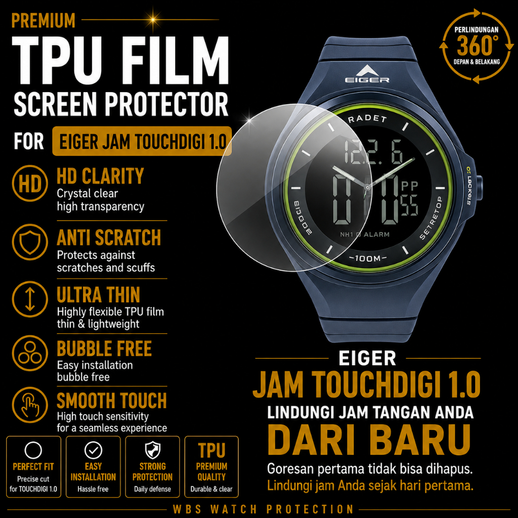 Anti Gores EIGER Touch Digi TouchDigi Screen Protector Pelindung Kaca Jam Tangan