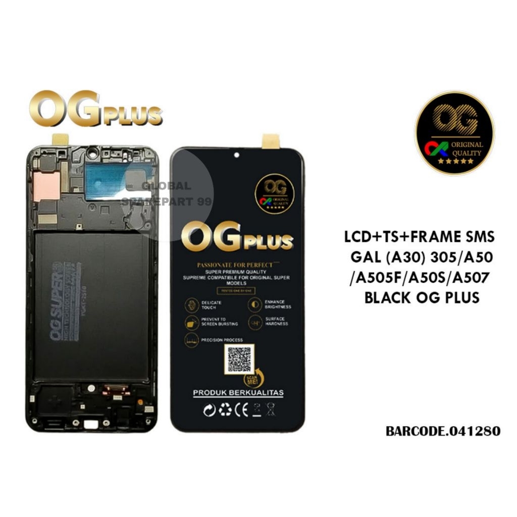 (OG PLUS +FRAME) LCD TOUCHSCREEN SAMSUNG GALAXY A30 A305 A305F / SAMSUNG A50 A505 A505F / SAMSUNG A5