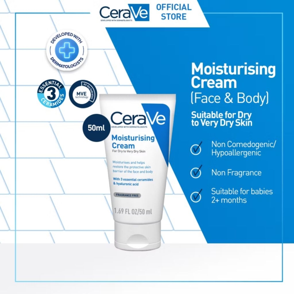 CERAVE Moisturizing Cream | Pelembab Wajah | Moisturizer Cream | Gentle Moisturizer