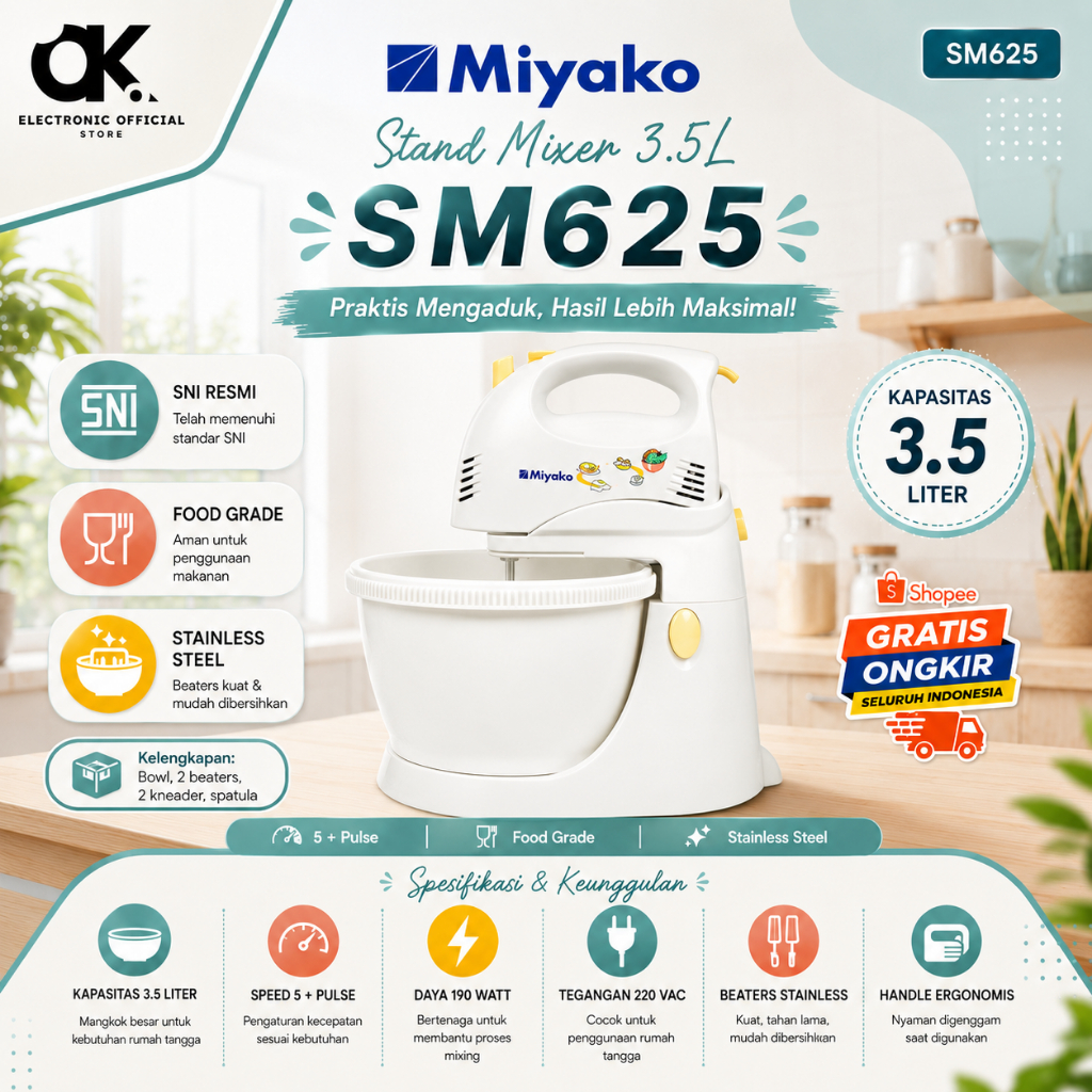 MIYAKO STAND MIXER SM-625/SM625/SM 625/SM 625/SM-625/ STAND MIXER MIYAKO/MIYAKO STAND MURAHND MIXER