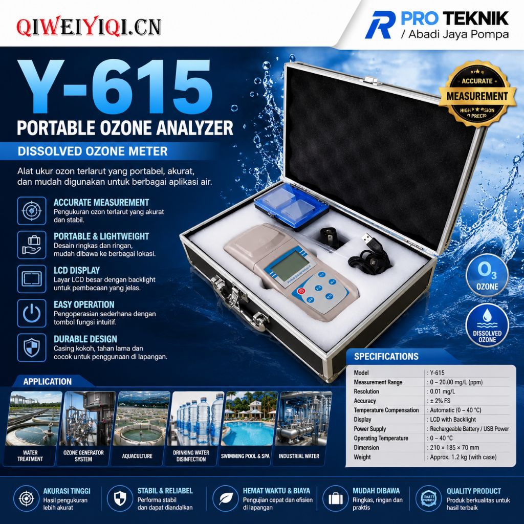 Y-615 Portable ozone O3 analyzer dissolved ozone meter water ozone