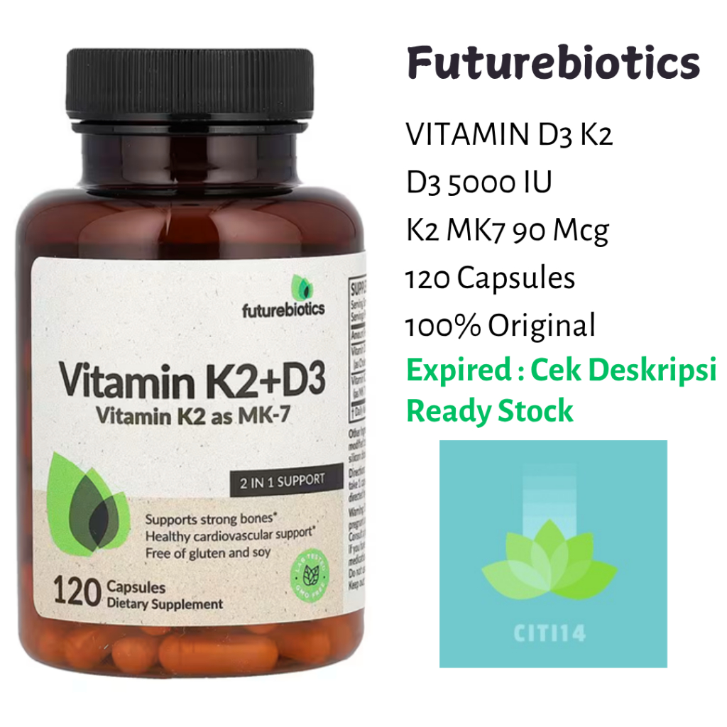K2+D3 120 CAPS K2 MK-7 100MCG D3 5000IU FUTUREBIOTICS VIT K2&D3 100MCG 5000IU 5000IU 5000IU
