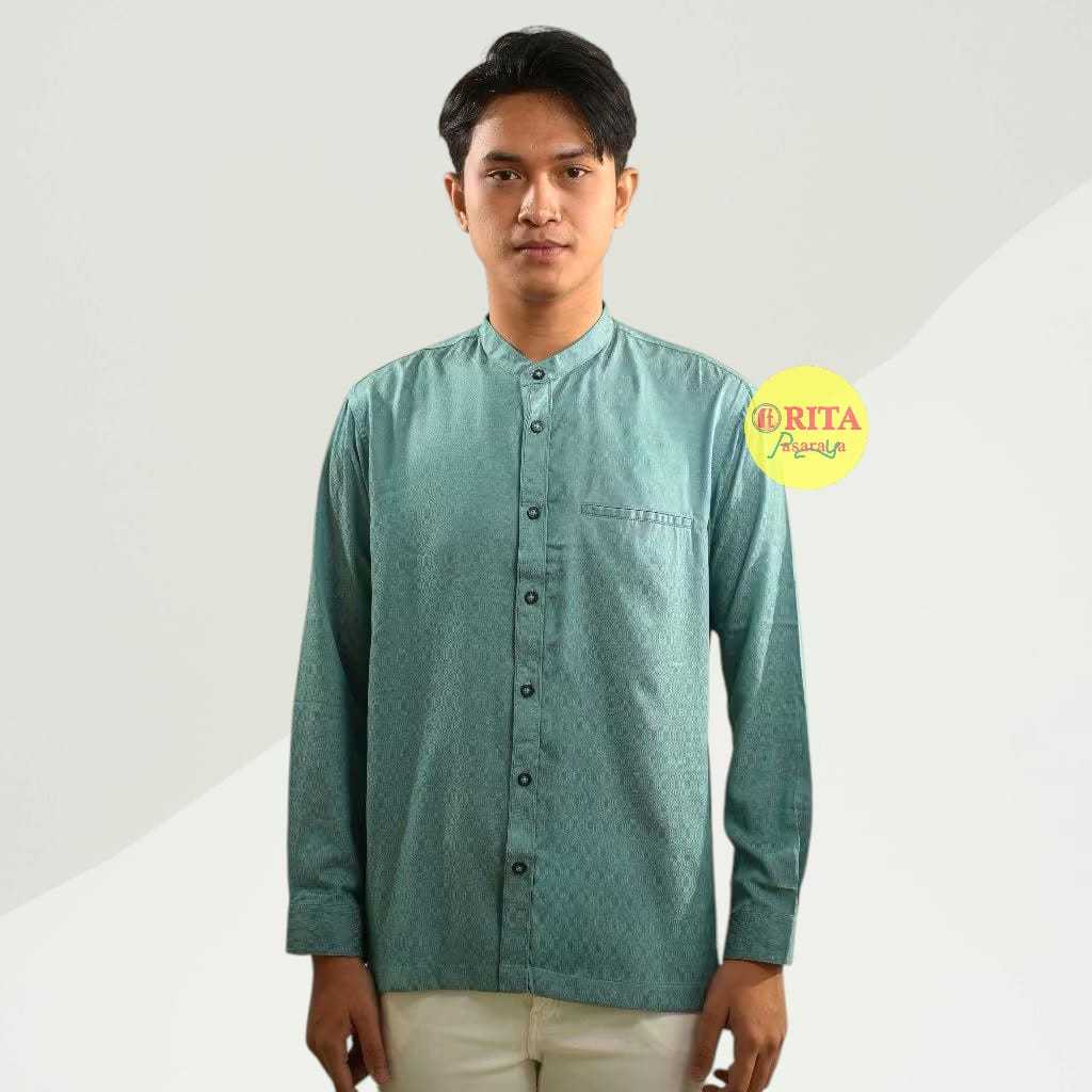 Forex Baju Koko Basic Motif Tenun Regular Fit
