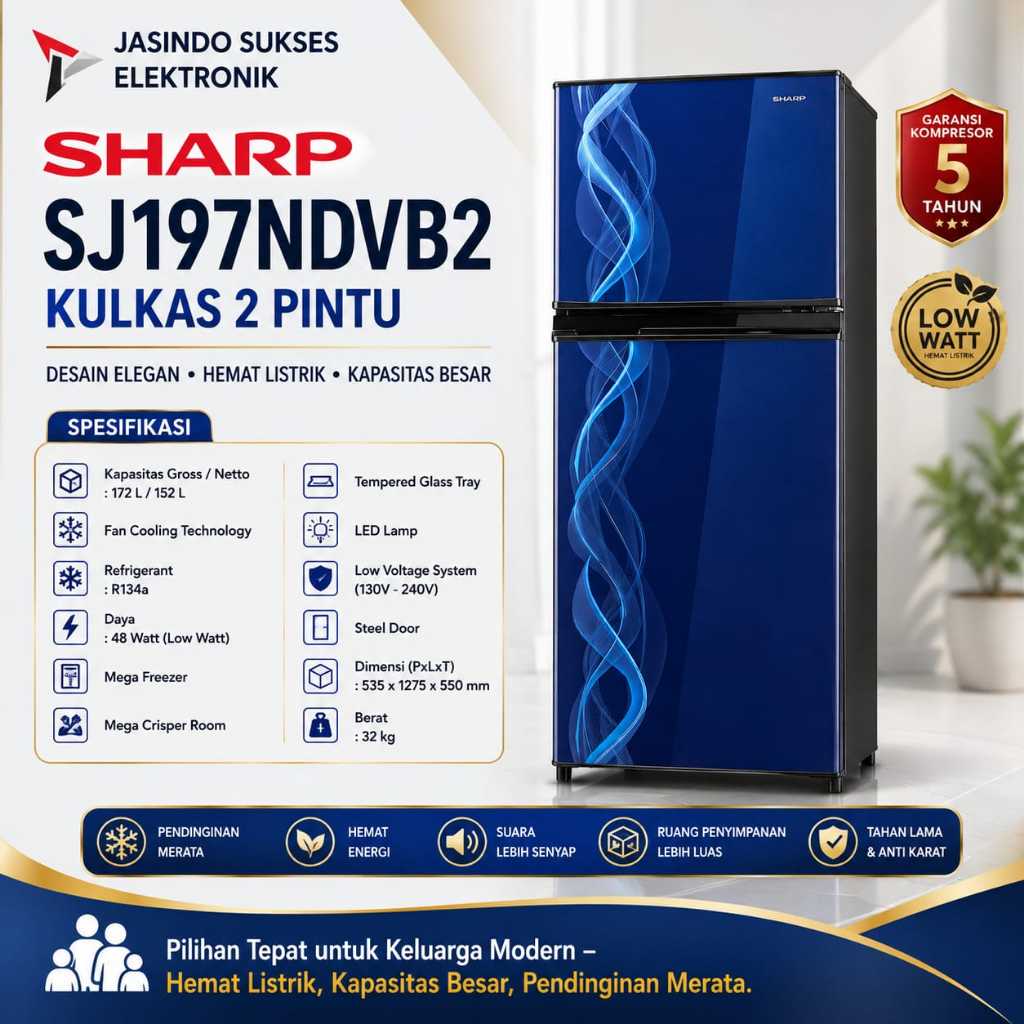 LEMARI ES SHARP 197ND 2 PINTU