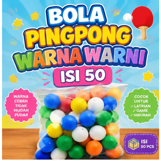Bola pingpong warna warni isi 50pcs