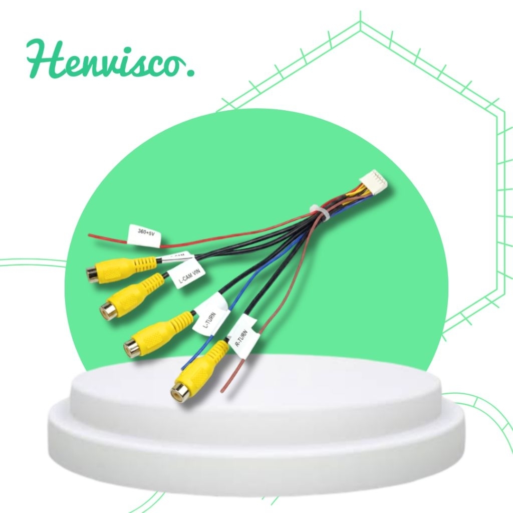 Kabel Socket Kamera Parkir 360° Android Head Unit 12 pin RCA AV Input