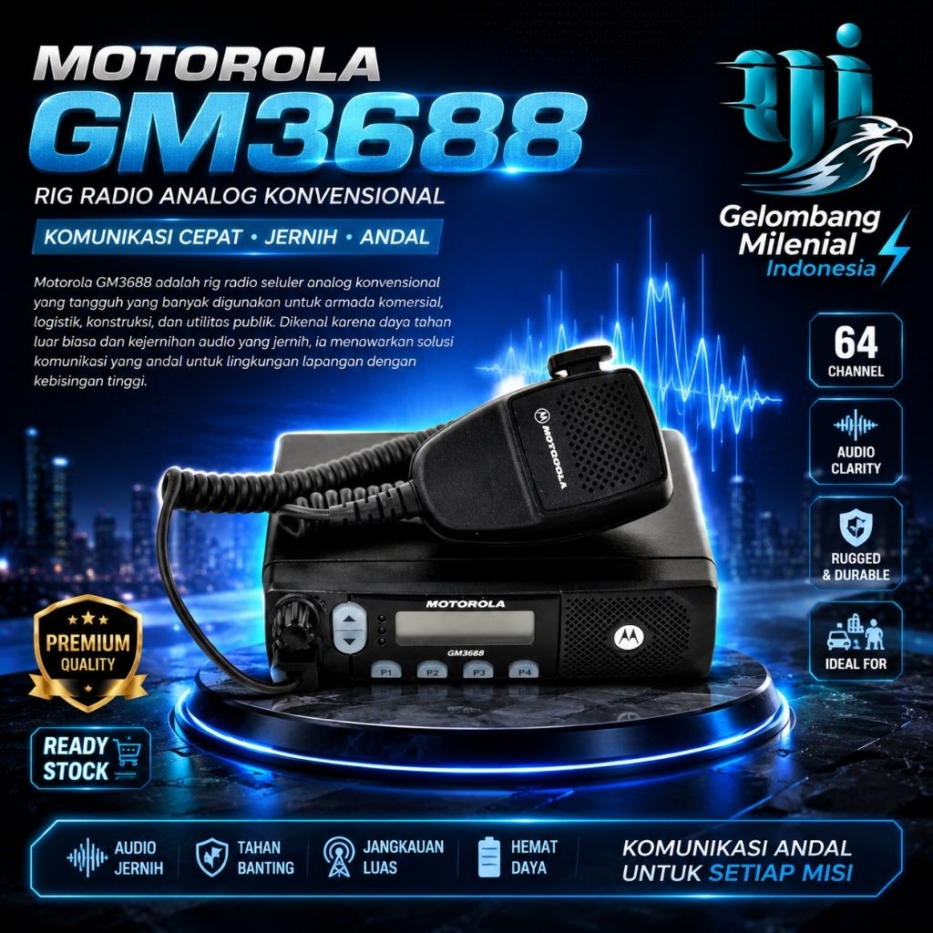 RADIO RIG MOTOROLA GM3688 VHF 45WATT SECOND