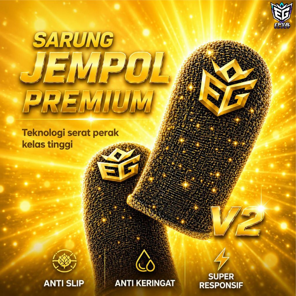 Sarung Jempol Premium Epical Glory V2 Emas Anti Slip Anti Keringat Super Responsif