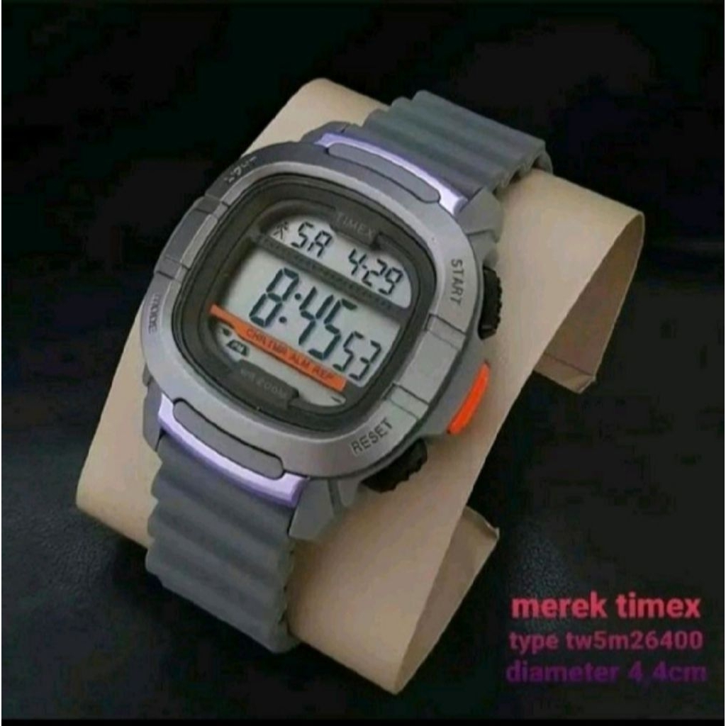 Jam Tangan Pria TIMEX TW5M26400 Original Digital Strap Rubber Stopwatch Waterresist aera Free Exclus