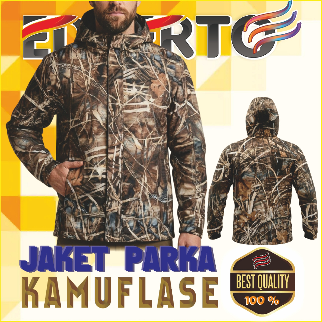 Jaket Hunting Kamuflase EDHERTO - Jaket Taslan Inner Polar Berburu EDHERTO Original - Jaket Olah Rag