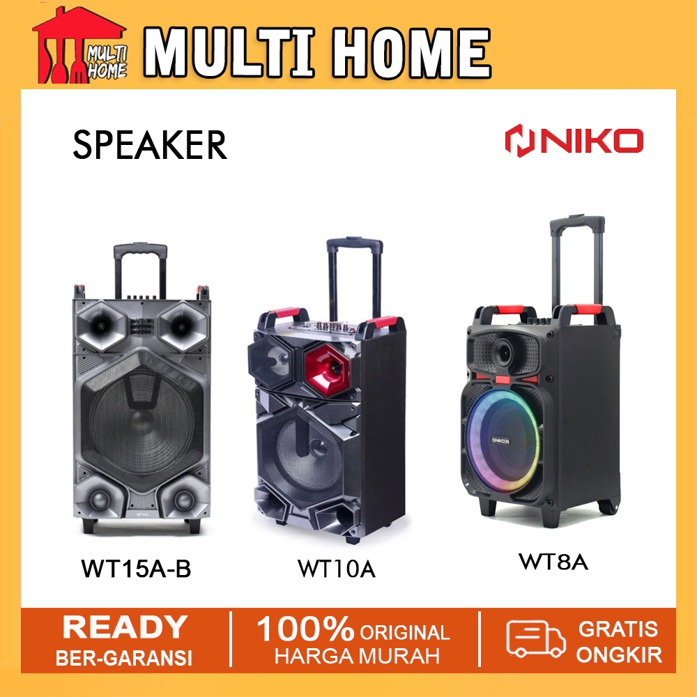 NIKO Speaker WT8A / WT10A /  WT15A(B) Speaker Bluetooth Portable Trolley Free Microphone