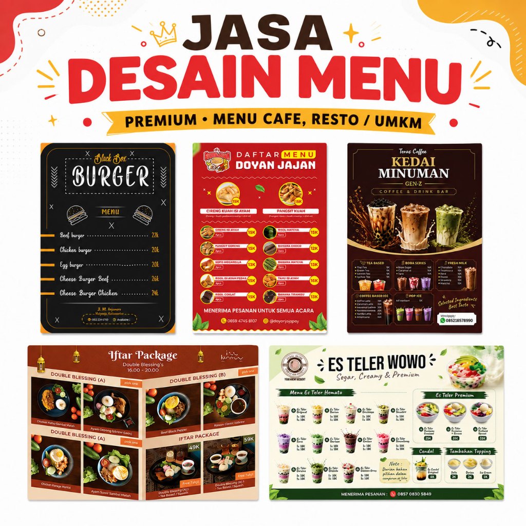 JASA DESAIN MENU CAFE & RESTORAN CUSTOM – MENU MAKANAN, MINUMAN, DAFTAR HARGA PROFESIONAL