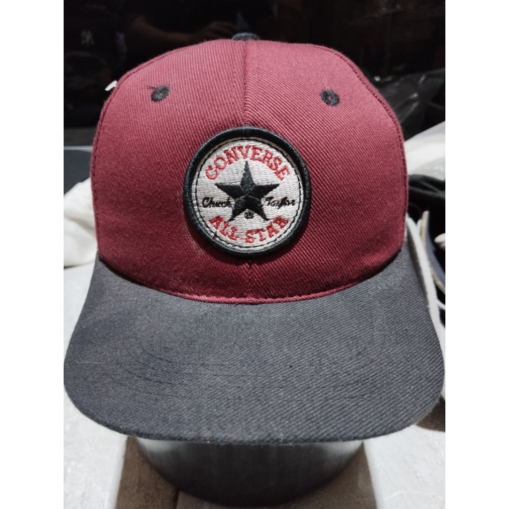 Topi Converse Chuck Taylor All Star Maroon Black Snapback Second