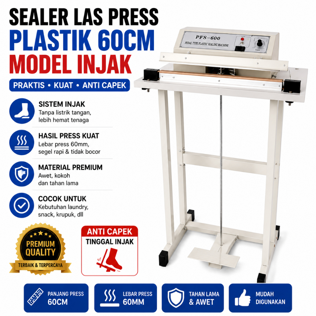 SEALER LAS Press PLASTIK 60cm Model Injak Laundry Snack Krupuk Tipe 600