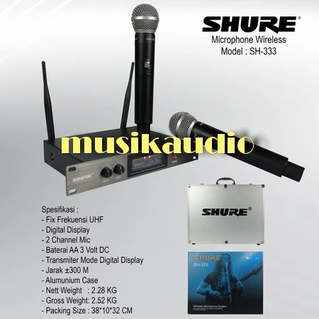 Mic Wireless Shure SH 333 / Microphone SH333 Handheld