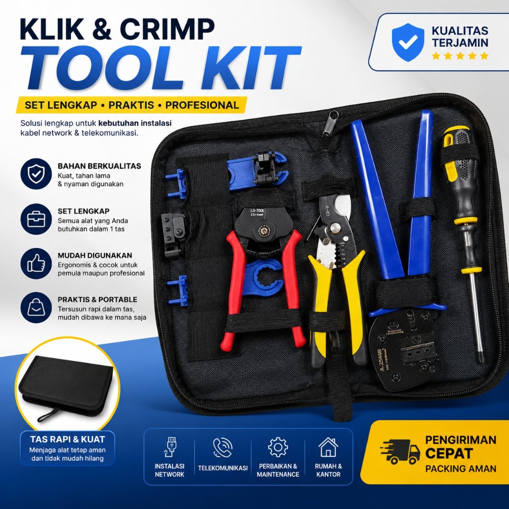 Kit Alat Crimping Panel Surya MC4 Multifungsi 7 in 1 Solar PV Tool Kit Lengkap dengan Tas