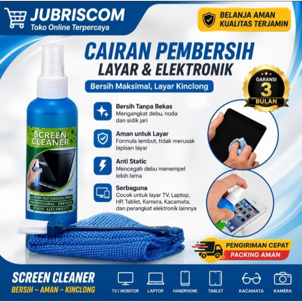 Screen Cleaner Spray Pembersih Layar Laptop, Monitor, HP & Tablet Anti Bekas Sidik Jari