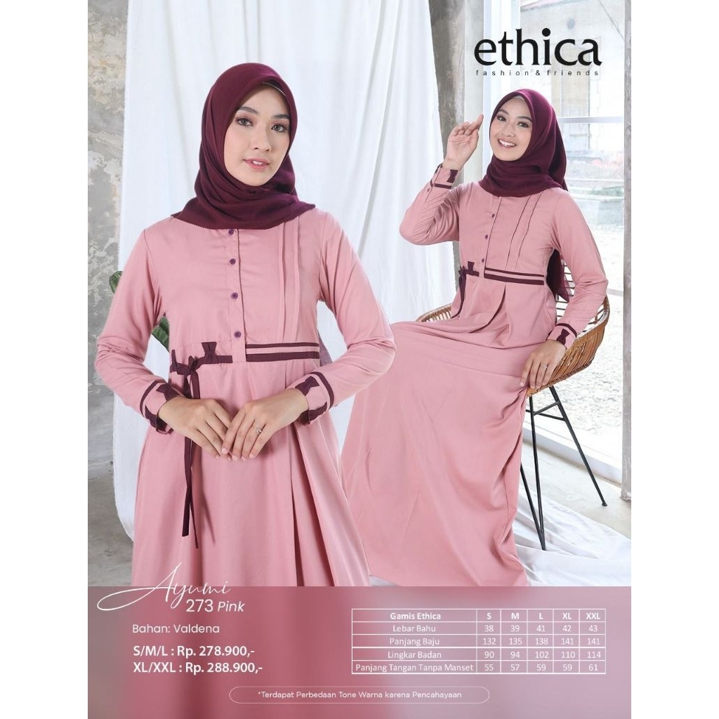ETHICA Gamis Ayumi Series Ayumi 273 Pink/Ayumi 331 Black Terbaru Kekinian