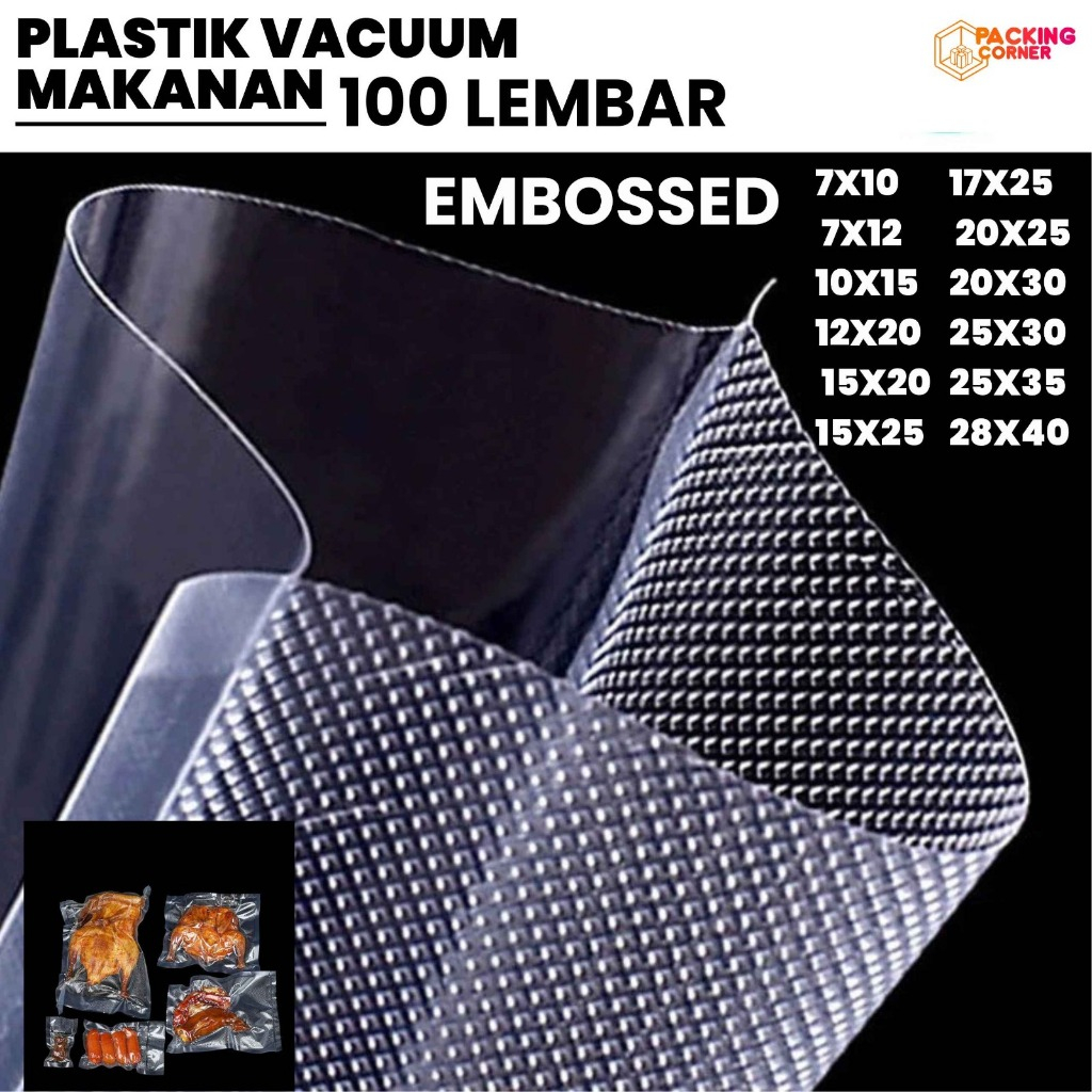Plastik Vacuum Sealer Emboss 10x15 - 30x40 100 PCS - Plastik Vakum Makanan Press Higienis