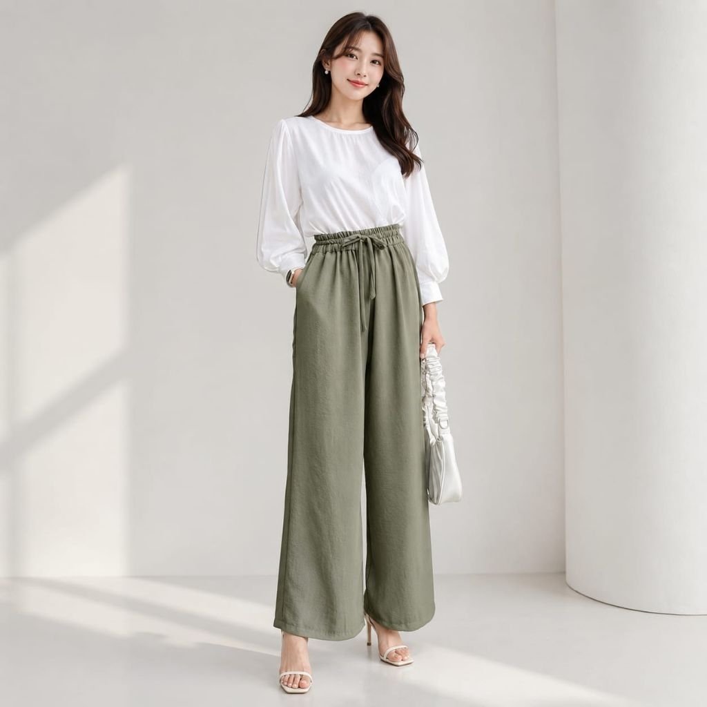 Celana Kulot Crinkle Airflow Premium Highwaist Wanita Variasi Tali Serut Jumbo