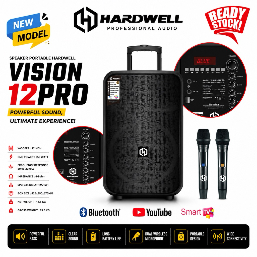 Hardwell Speaker Portable Vision 12Pro / Vision-12Pro Speaker Aktif