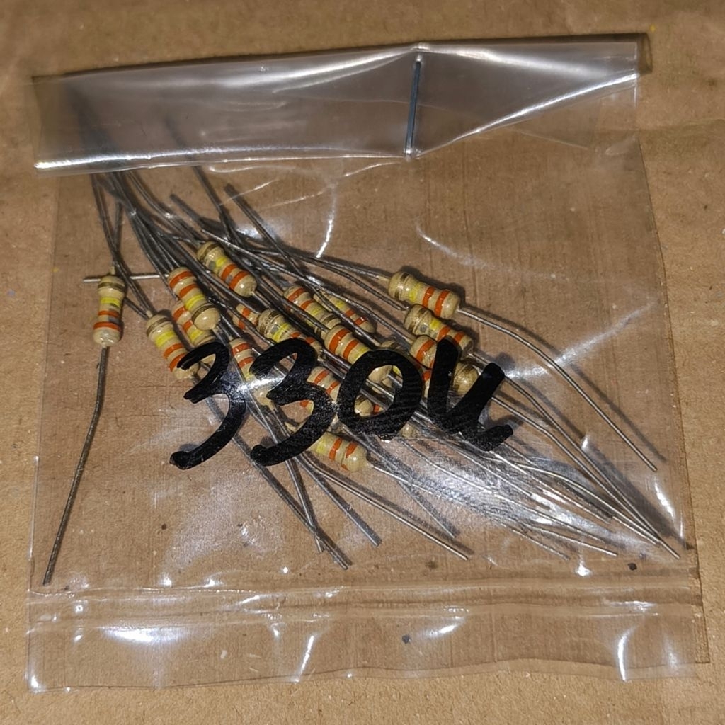 R 330K Ohm 0.25W 5 Persen Resistor 330 K Kilo Ohm 0.25 Watt 20 Pcs