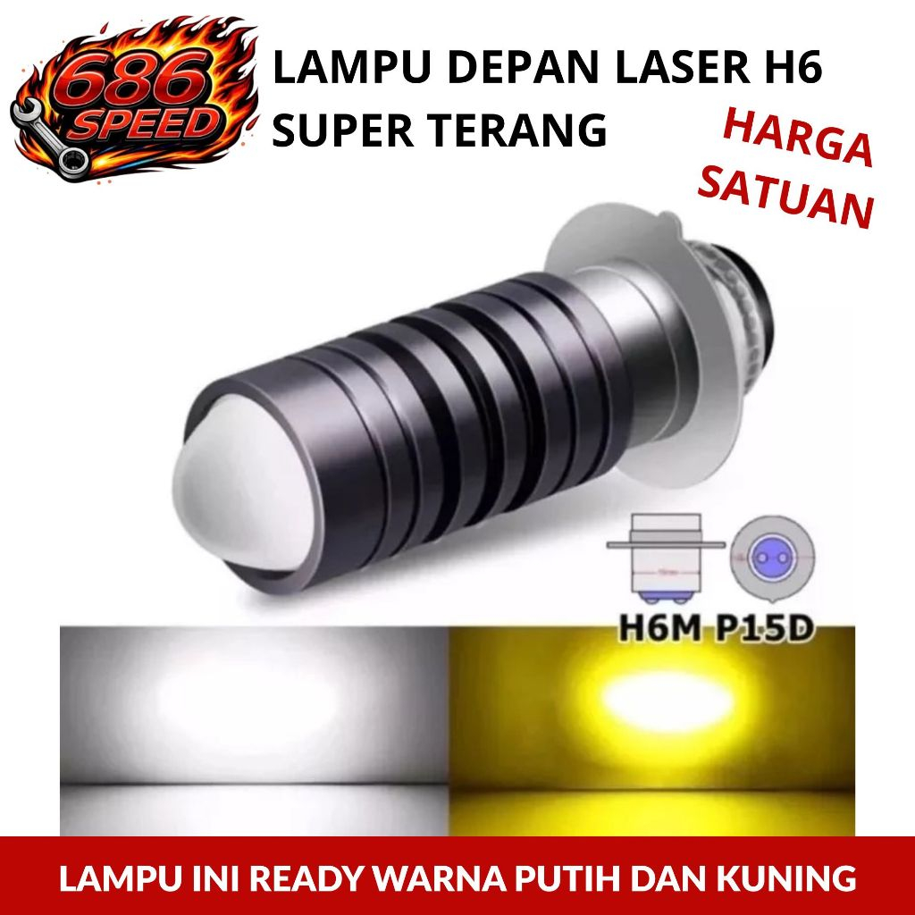 Lampu Depan Laser H6 Putih Kuning Super Terang