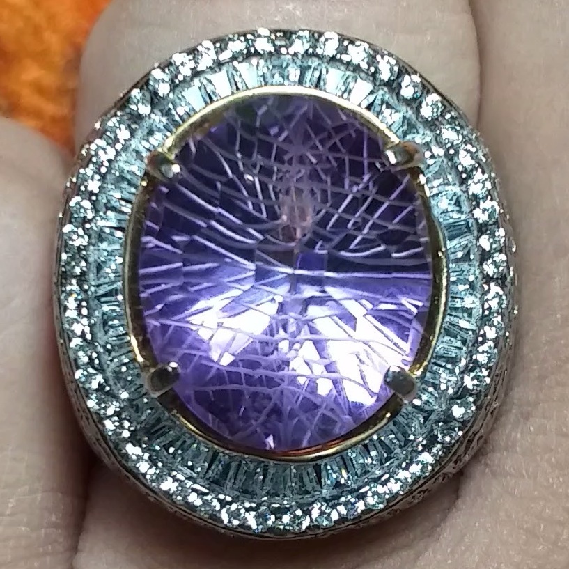 Cincin Amethyst Cutting Custom Memo CGL Natural dan Murah (Perak)