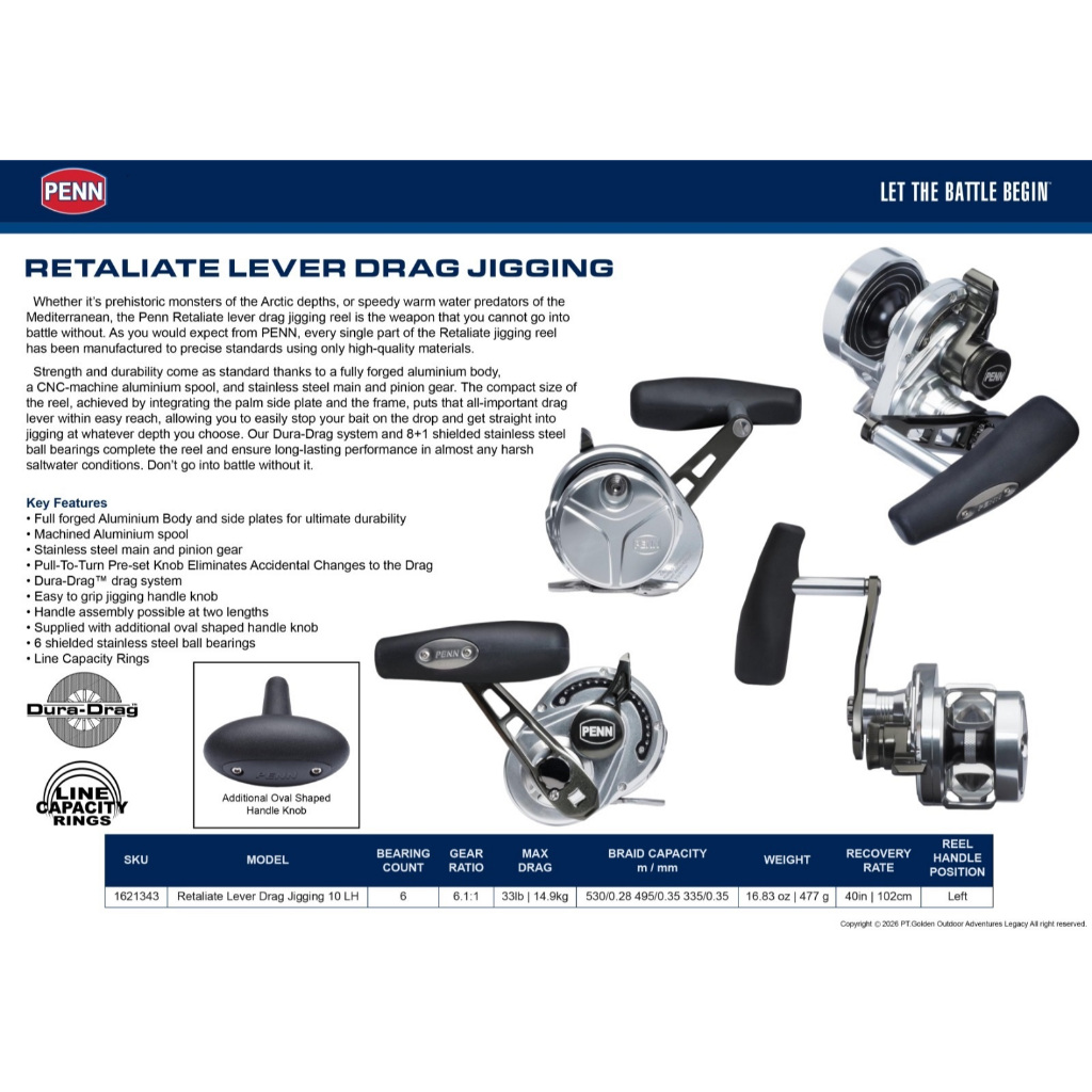 PENN Jigging Retaliate Reel Lever Drag Jigging