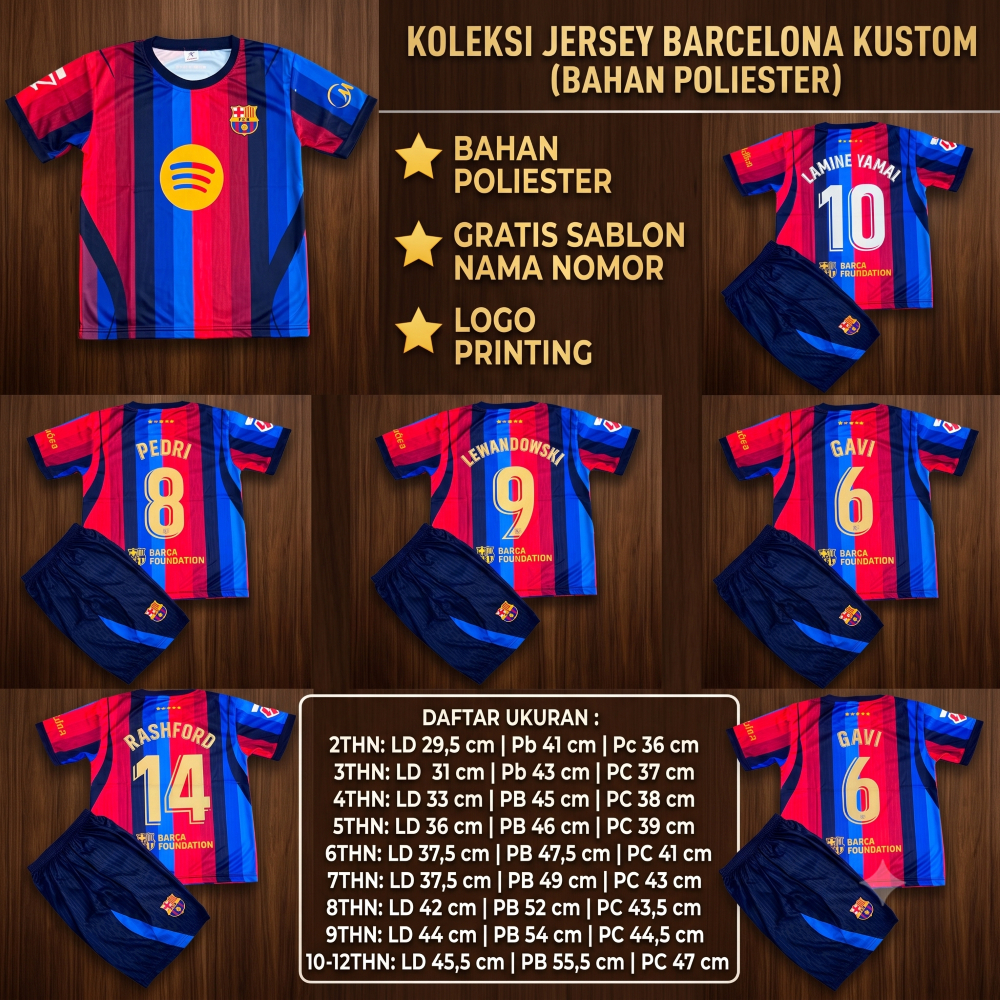 setelab baju bola anak barcelona printing/JERSEY BAJU BOLA ANAK JERMAN AWAY/SETELAN BAJU BOLA JERMAN