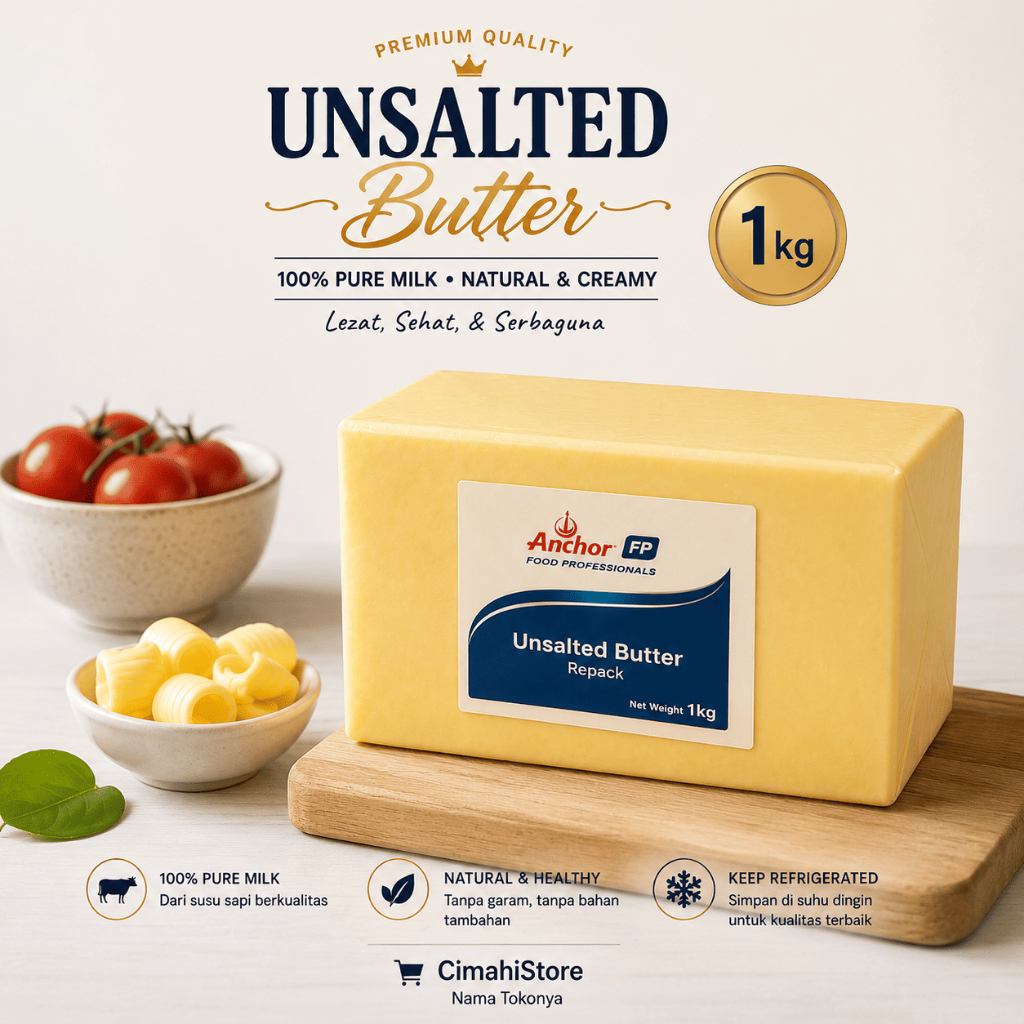 UNSALTED BUTTER ANCHOR 1KG - unsalted butter anchor 1kg asli new zealand