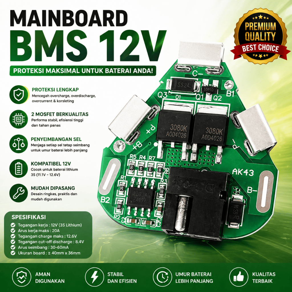 BMS 12V 21V Cordless Drill Modul Proteksi Baterai Bor Baterai