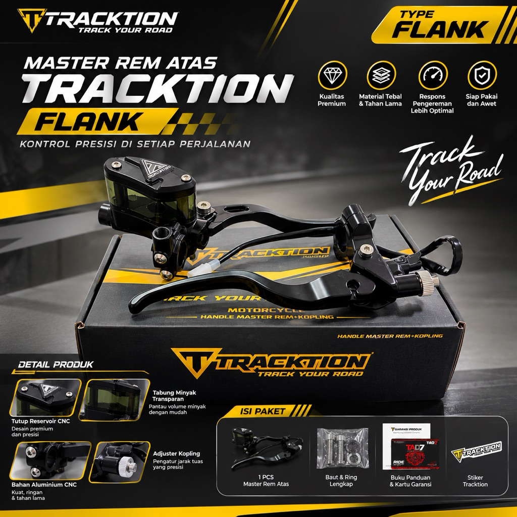 [ TRACKTION ] Master Rem Pump Set R/L Tracktion Universal  Master atas Tracktion Flank tabung 1