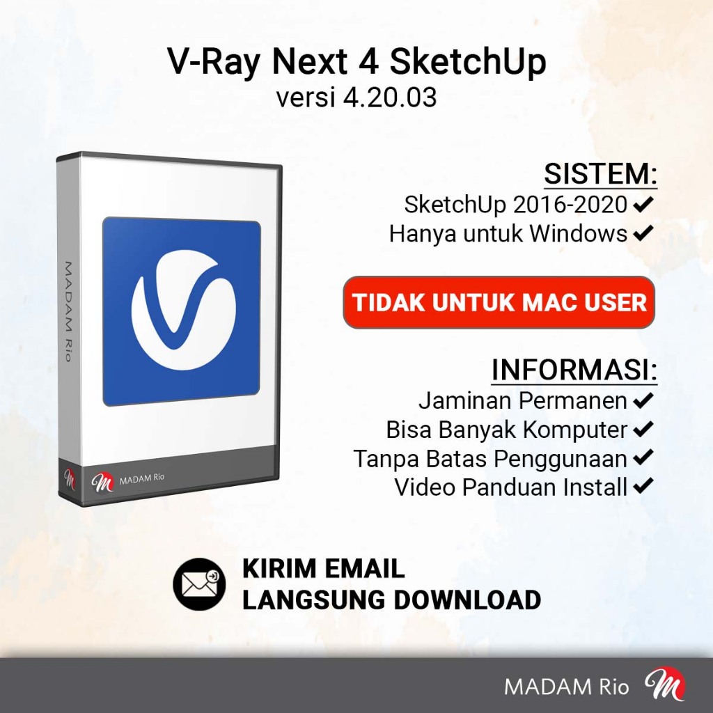 V-Ray atau VRay Next 4 for SketchUp 2020/2019/2018/2017/2016