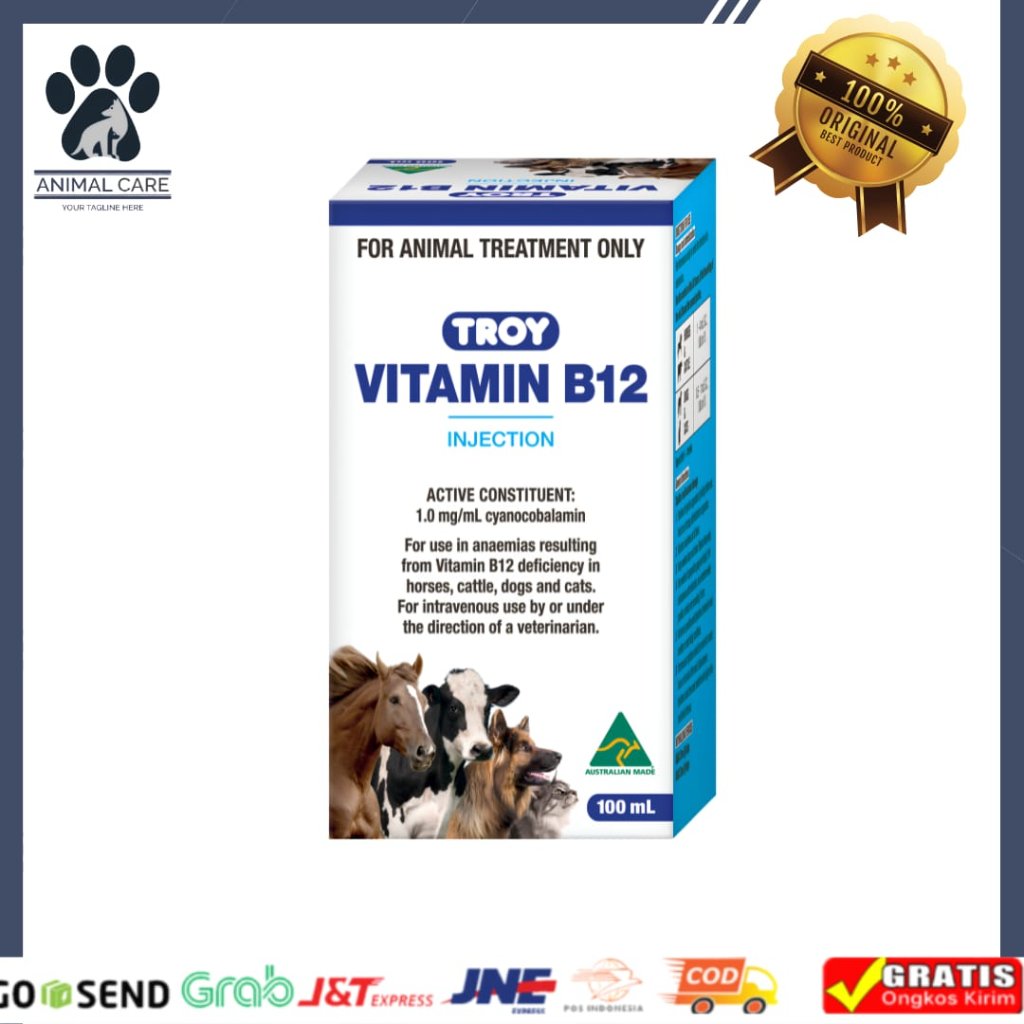 Troy Vitamin B12 Injection 100ml | Vitamin B12 Injeksi Hewan Peliharaan