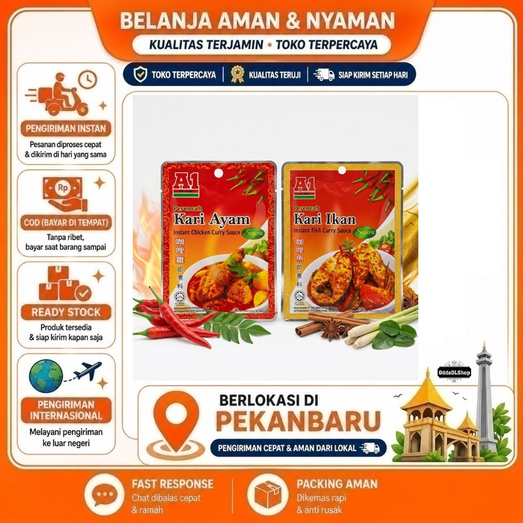 A1 Bumbu Perencah Kari Ikan & Kari Ayam 200 gr, Chicken Curry Paste and Instant Fish Curry Paste COD