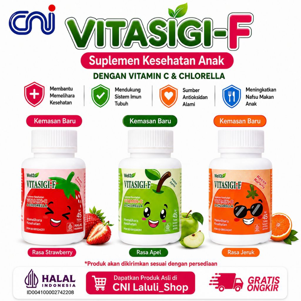 CNI Vitasigi F 45 tablet Permen Sehat Untuk Tumbuh Kembang Anak