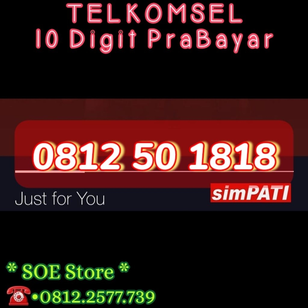 Simpati 10 Digit - Nomor Cantik Kartu Perdana - Telkomsel Prabayar - 501818 - 50 1818 - 50 - 1818 - 