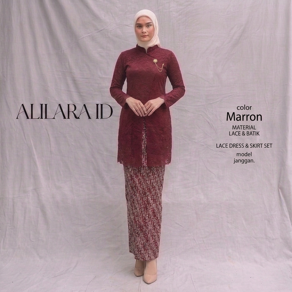 Kebaya Janggan Brokat Jahit Butik Atasan Wanita S hingga XXXL