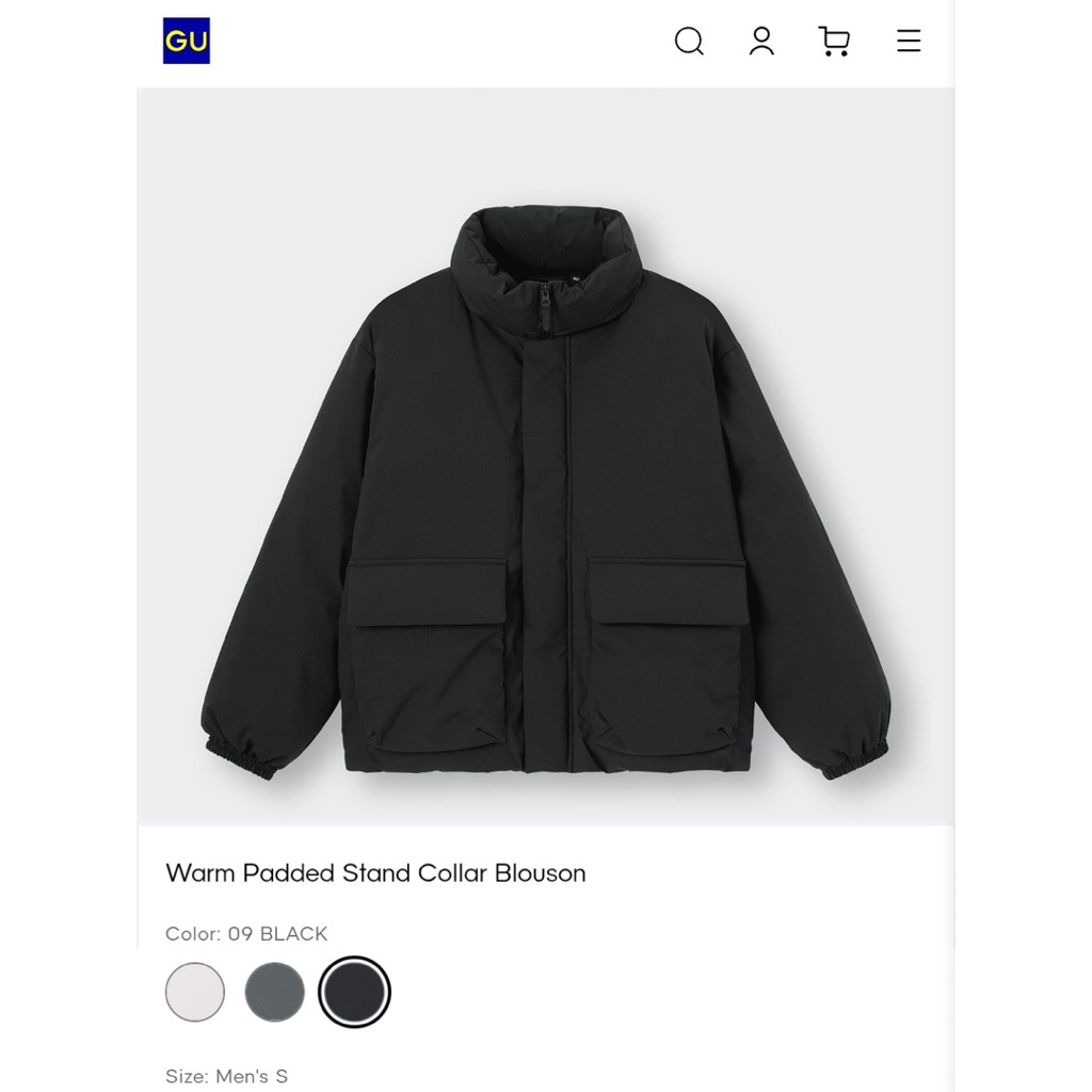 Jaket Warm Padded Stand Collar Gu Uniqlo