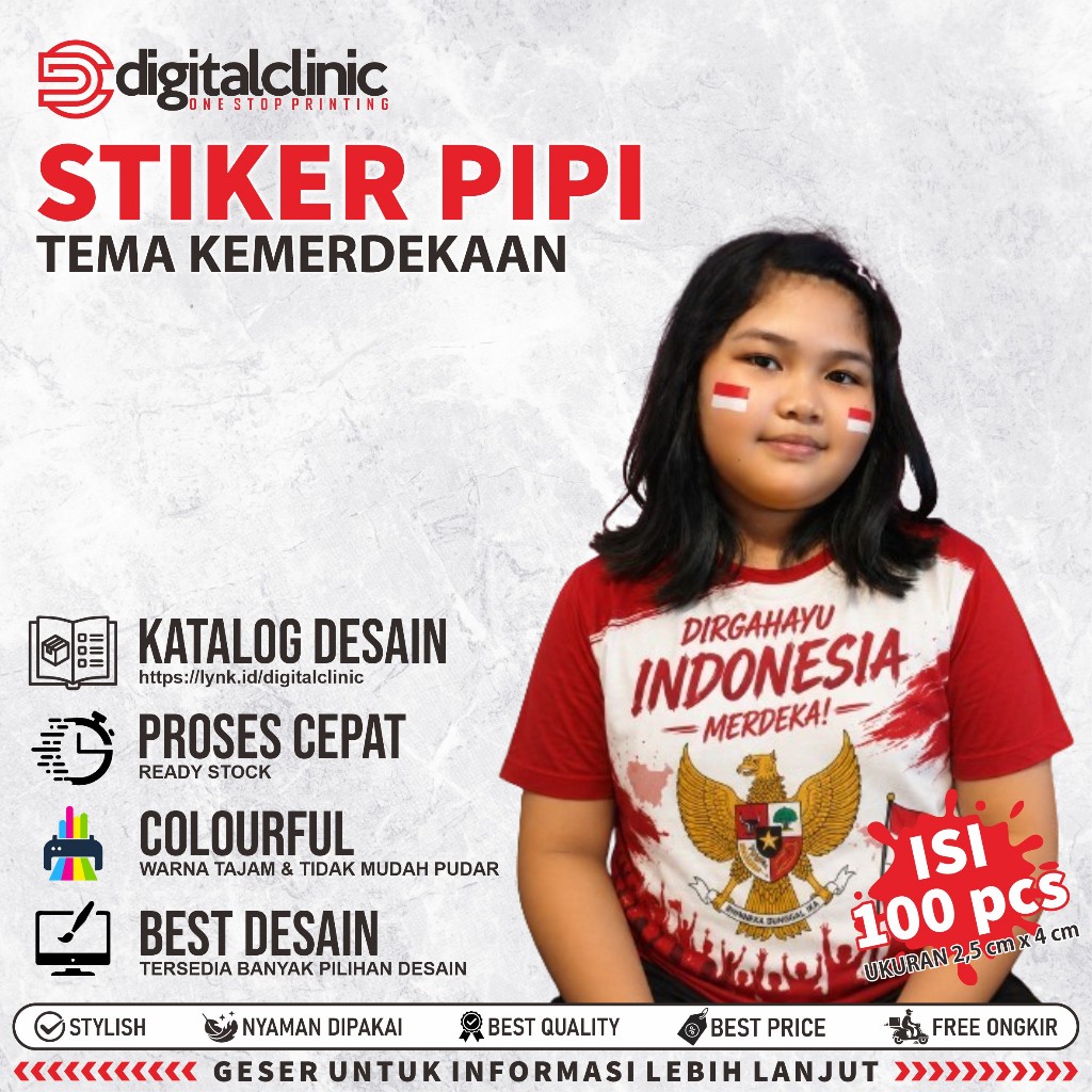 Stiker Pipi Merah Putih - Stiker Bendera Merah Putih Pipi
