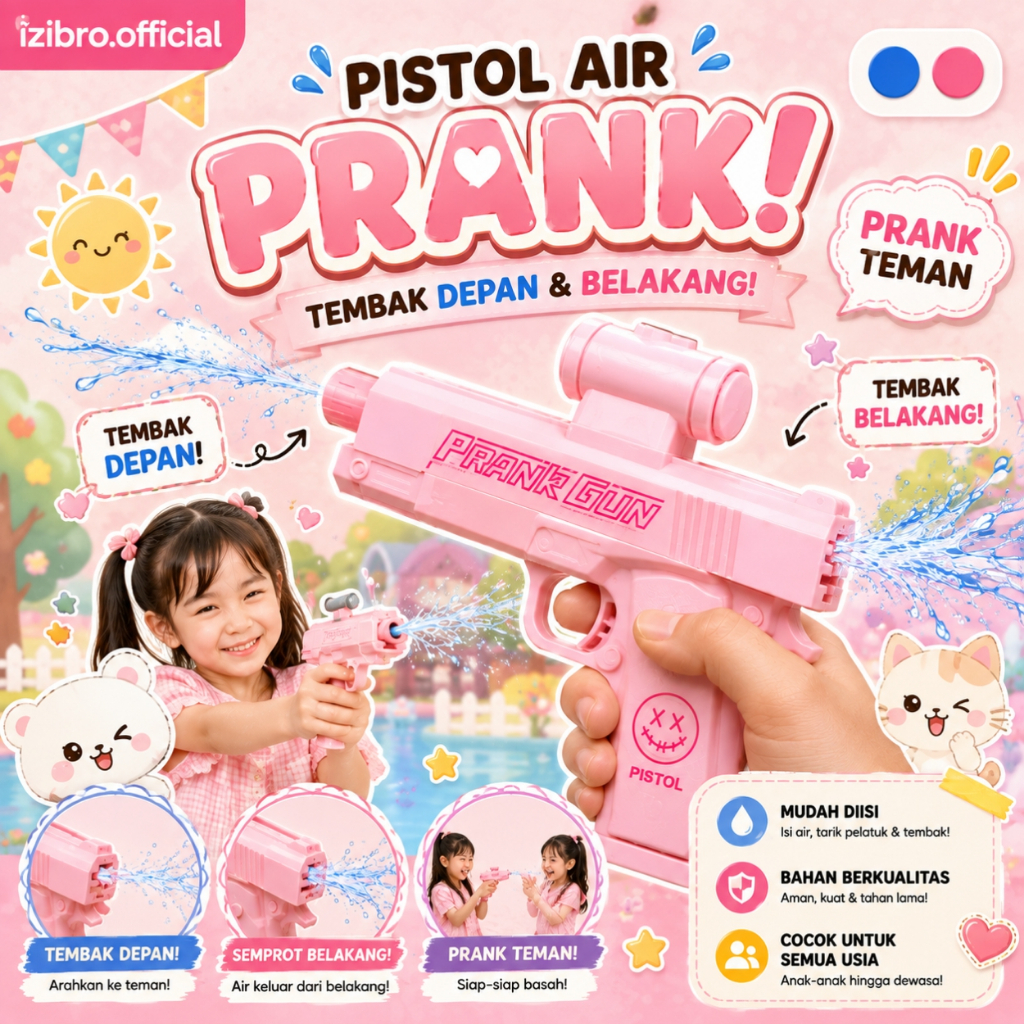 Izibro - Mainan Prank Air Prank Gun Pistol Prank Pestol Prank Tembakan Air Prank Dua Sisi Piistol Te