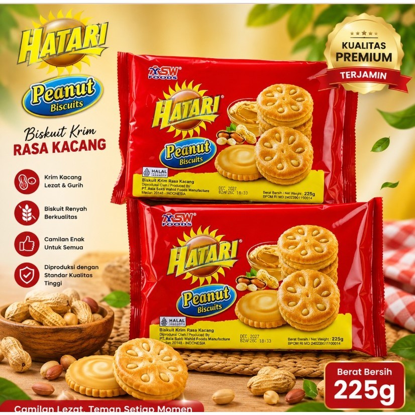 Hatari Peanut Biskuit Kemasan 250 gram Enak & Murah