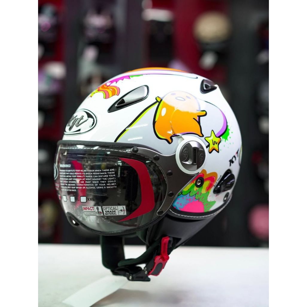HELM KYT ELSICO SANRIO GUDETAMA MOTIF 2 WHITE ORIGINAL MURAH HELM KYT ELSICO MOTIF 2 SANRIO GUDETAMA