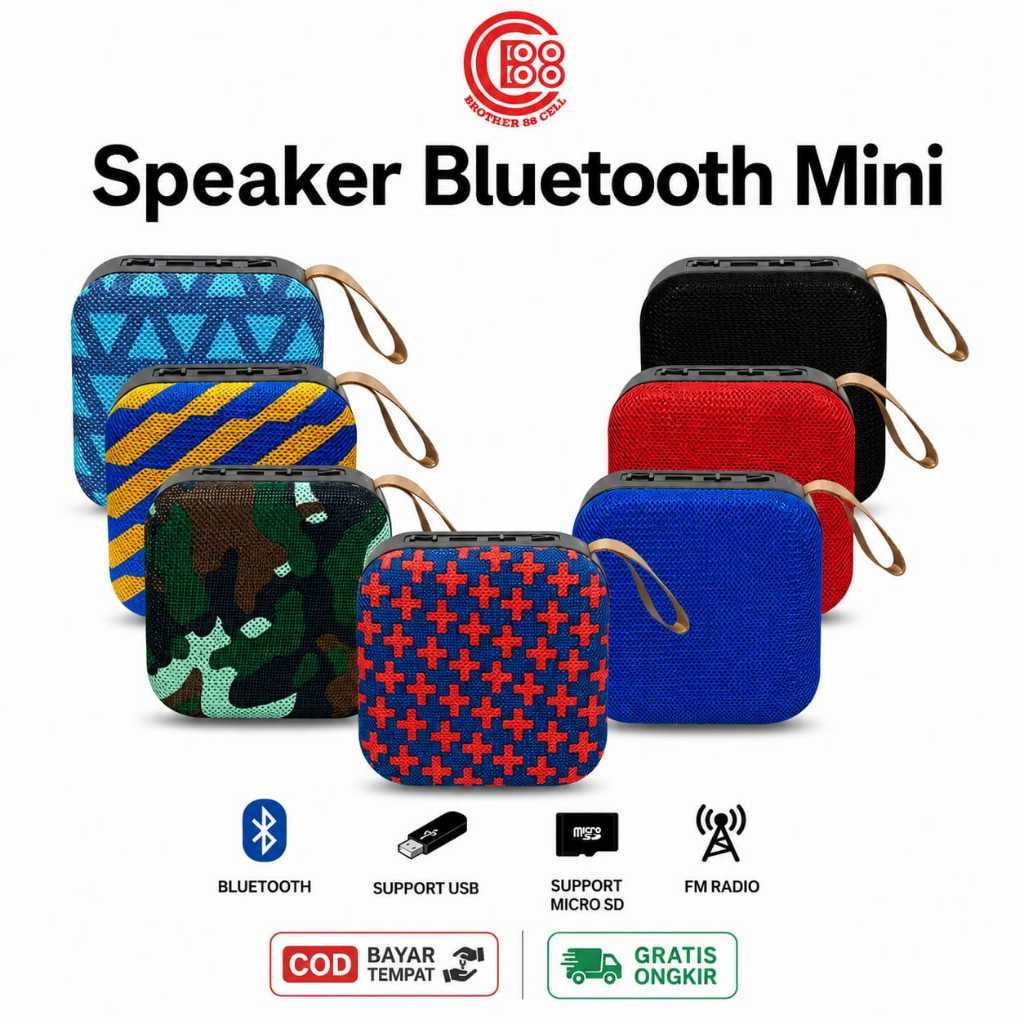 SPIKER BLUETOOTH T5 MINI WIRELESS SPIKER PORTABLE BASS MANTAP SUPORT FM RADIO USB TF CARD
