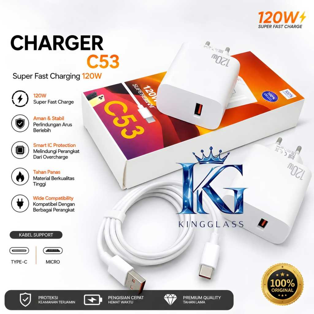 Charger Realme C53 5G 120W Support FastCharging Kompatible Semua HP Smartphone Android [RAG]