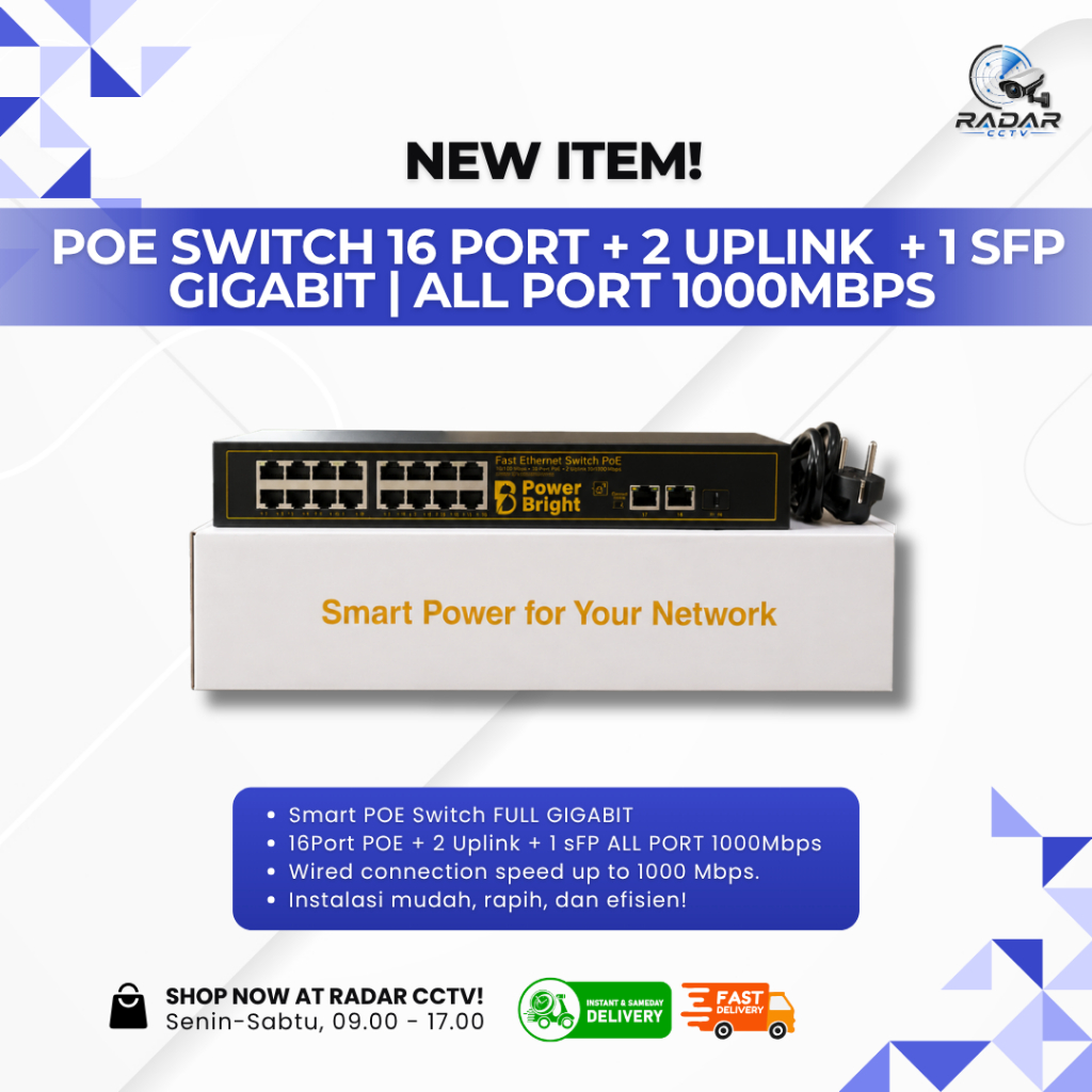 POE SWITCH 16PORT GIGABYTE + 2 UPLINK GIGABYTE | poe gigabite